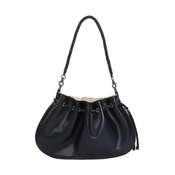 Genuine Leather Shell Drawstring Bag